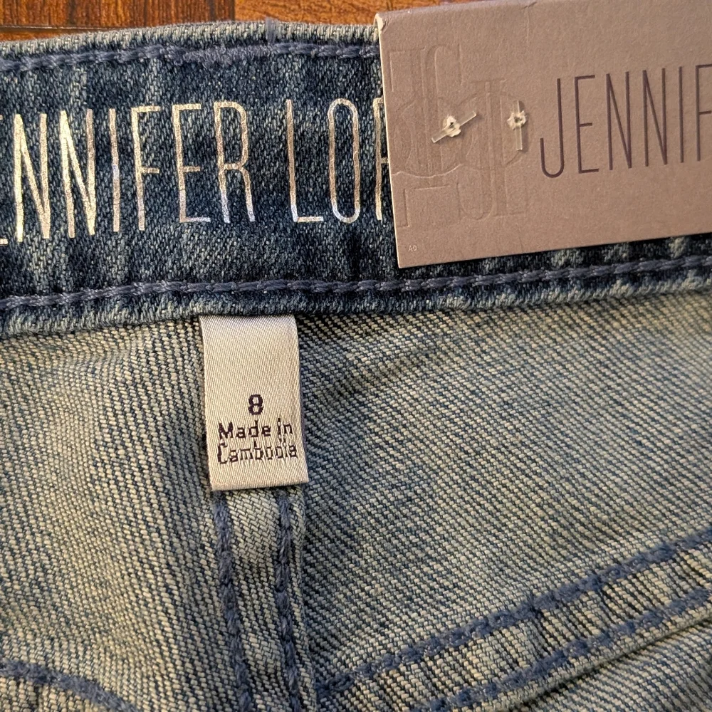 Jennifer Lopez NWT Wide Leg Crop High Rise Raw Hem Boho Fest Women's Jeans 8 - Picture 6 of 9